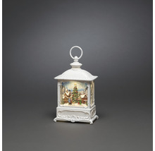 Lanterne décorative blanche avec motif de Noël et neige