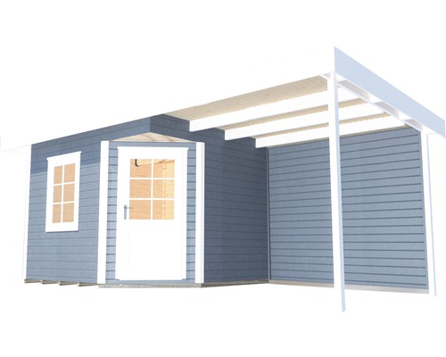 Abri de jardin en bois avec fenêtre, porte et auvent