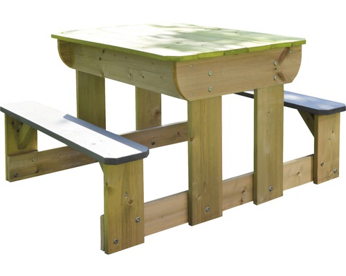 Ensemble de sièges pour enfants en bois avec table et deux bancs