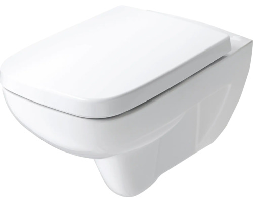 Wand-WC Set GEBERIT Renova Plan Tiefspüler ohne Spülrand weiss glänzend mit WC-Sitz CG05031000