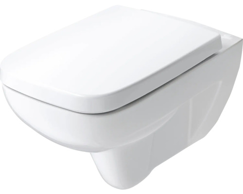 GEBERIT Wand-WC Set Renova Plan Tiefspüler ohne Spülrand weiss glänzend mit WC-Sitz CG05031000