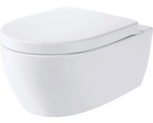 WC suspendu GEBERIT iCon cuvette à fond creux sans bride à économie d'eau blanc brillant avec abattant CG05040000