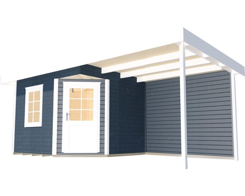 Abri de jardin avec porte, fenêtre et espace couvert