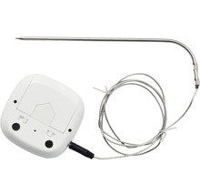 Thermomètre à rôtir numérique avec sonde en acier inoxydable et boîtier blanc