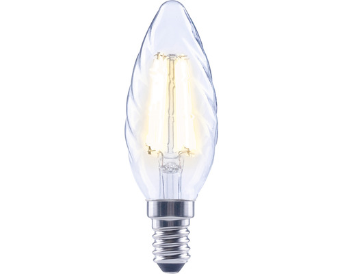 Ampoule LED en verre clair en forme de bougie torsadée avec douille E14
