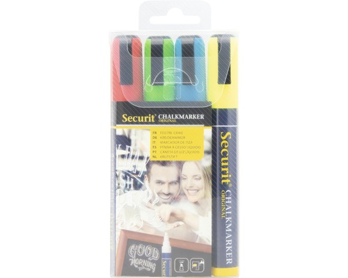 Securit Marqueurs à craie, ensemble de quatre stylos