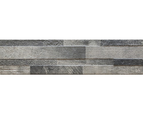 Feinsteinzeug Verblender Vesuvio dark 3D 15x61 cm Mauerverblender mit Holzoptik