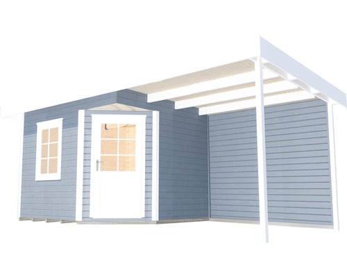 Abri de jardin en bois avec fenêtre, porte et auvent