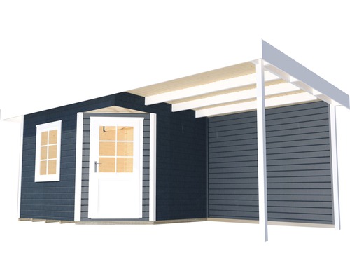 Abri de jardin en bois avec fenêtre, porte et extension