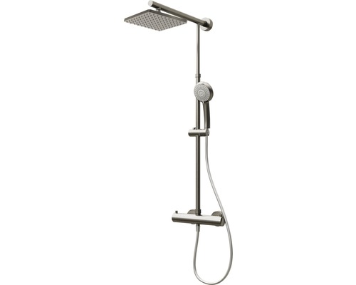 Colonne de douche avec thermostat Schulte Classic DuschMaster Rain D9641 90 carré acier inoxydable