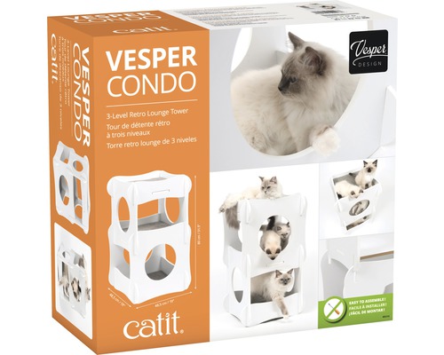 Katzenmöbel Vesper Condo 3-Level Retro Lounge Tower in der Verpackung