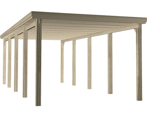 Einzelcarport weka 617 Gr. 3 inkl. Kunststoffdach 322x802 cm kesseldruckimprägniert