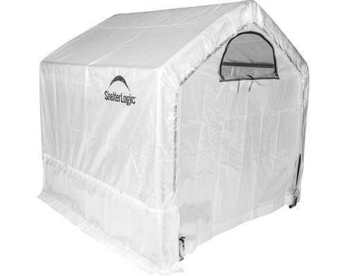 Weisses ShelterLogic Lagerzelt mit Fenster