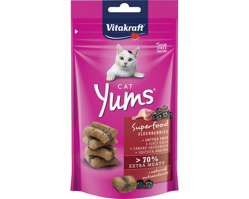 En-cas pour chats Vitakraft Cat Yums Superfood au sureau 40g Vitakraft Cat Yums au canard et aux baies de sureau, recette sans sucre