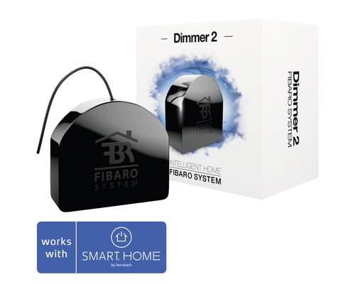 Variateur Fibaro 2 sans fil Z-Wave, compatible avec SMART HOME by hornbach Fibaro Dimmer 2 avec emballage et label de compatibilité Hornbach Smart Home