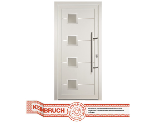 Porte d'entrée Signum modèle 1 RC2 plastique blanc/blanc 980 x 2000 mm tirant droit