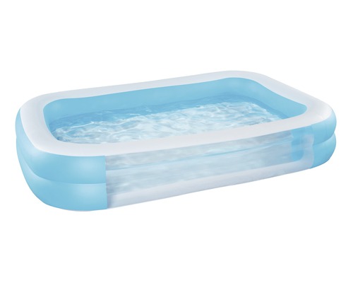 Piscine gonflable Happy People Family-Pool 262x175x50 cm, bleu avec fenêtre Piscine rectangulaire gonflable avec eau