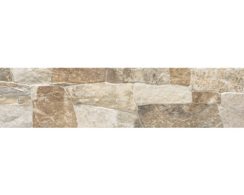 Pierre de parement en grès cérame fin Safari beige 15x61 cm Carreau en céramique aspect pierre pour mur et sol