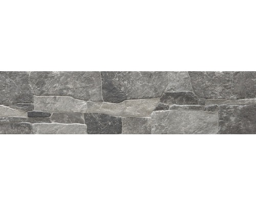 Feinsteinzeug Verblender Safari dark 3D 15x61 cm Graue Steinzeugfliese mit Steinoptik
