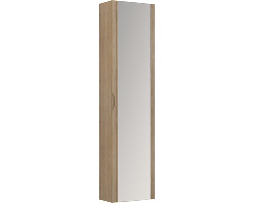 Armoire haute Baden Haus Eden lxhxp 35x140x20 cm chêne tabac/façade miroir Armoire de toilette avec porte en bois pour salle de bains