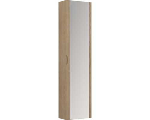 Armoire haute Baden Haus Eden 140x35x20 cm chêne tabac avec porte à miroir