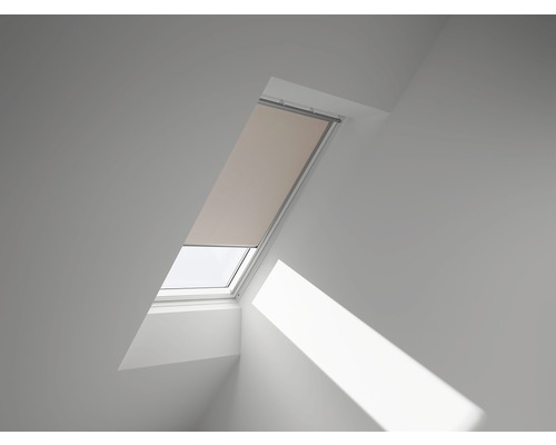 Store occultant VELUX uni beige à commande manuelle cadre blanc DKL F06 4556SWL