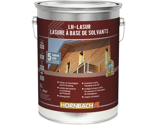 Lasure à base de solvant en pot de 5 litres pour la protection du bois