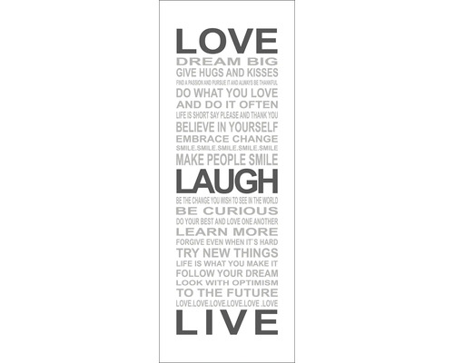 Leinwandbild Love-Laugh-Live 27x77 cm