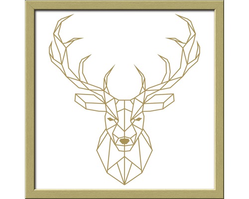Gerahmtes Bild Golden Polygon Deer 33x33 cm
