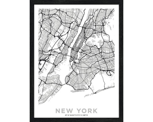 Image encadrée NY Citymap l 33x43 cm