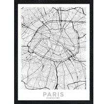 Affiche encadrée avec une carte de Paris