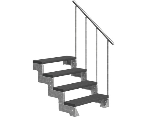 Escalier extérieur Pertura Tallis avec balustrade 4 pas de marche 100 cm anthracite