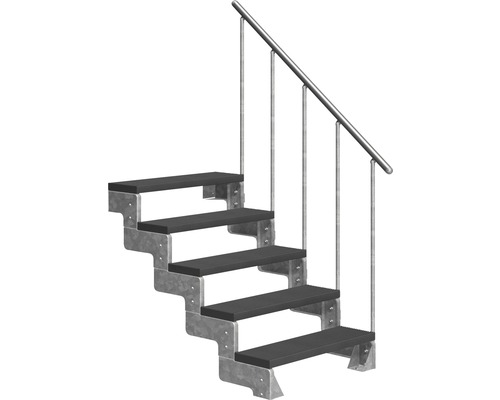 Escalier extérieur Pertura Tallis avec balustrade 5 pas de marche 100 cm anthracite