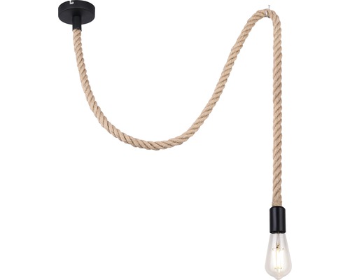 Hängeleuchte mit Seil und Glühbirne