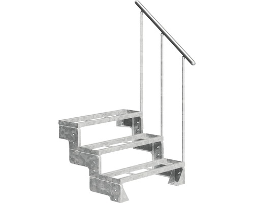 Escalier extérieur Pertura Tallis avec balustrade 3 pas de marche marches de 100 cm acier Escalier extérieur métallique avec trois marches et rampe