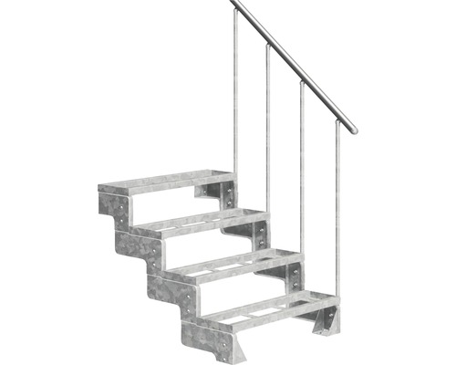 Escalier extérieur Pertura Tallis avec balustrade 4 pas de marche marches de 100 cm acier Escalier extérieur avec quatre marches et rampe en métal