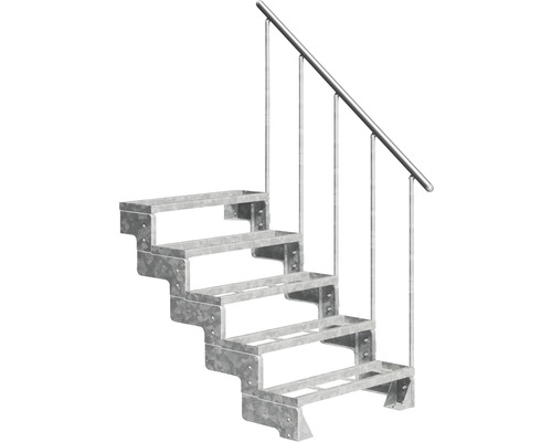Escalier extérieur Pertura Tallis avec balustrade 5 pas de marche marches de 100 cm acier Escalier métallique avec rampe pour l''extérieur