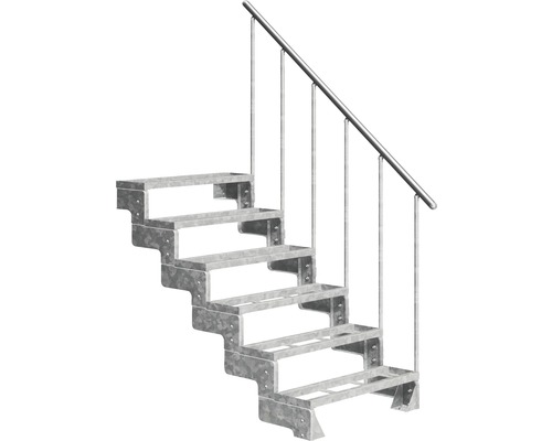 Escalier extérieur Pertura Tallis avec balustrade 6 pas de marche marches de 100 cm acier Escalier métallique avec rampe
