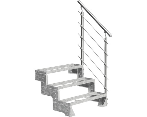 Escalier extérieur Pertura Tallis avec balustrade Prova 3 pas de marche marches de 100 cm acier