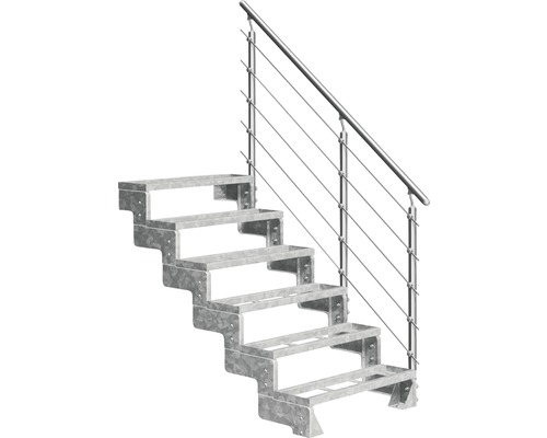 Escalier extérieur Pertura Tallis avec balustrade Prova 6 pas de marche marches de 100 cm acier