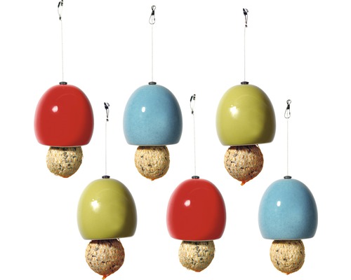 Distributeur de nourriture Boules de graisse céramique 9,5x9,5x9,5 cm 6 pièces Plusieurs mangeoires à oiseaux suspendues avec boules de nourriture pour oiseaux