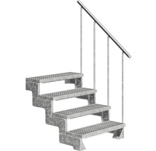Escalier métallique avec quatre marches et rampe