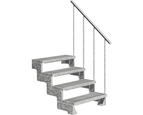 Escalier extérieur Pertura Tallis avec balustrade 4 pas de marche 80 cm grille caillebotis