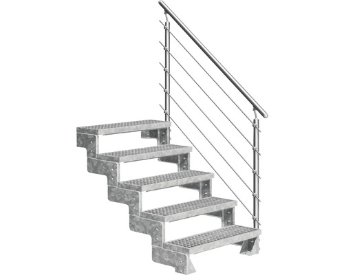 Escalier extérieur Pertura Tallis avec balustrade Prova 5 pas de marche 80 cm grille caillebotis Escalier extérieur Pertura Tallis avec balustrade Prova 5 pas de marche 80 cm grille caillebotis