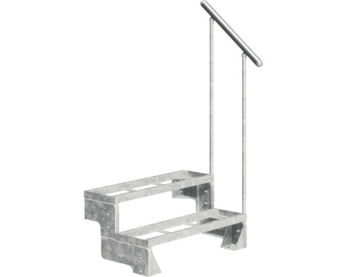Escalier extérieur Pertura Tallis avec balustrade 2 pas de marche marches de 80 cm métal Escalier à limons en acier avec deux marches et rampe