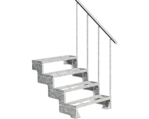 Escalier extérieur Pertura Tallis avec balustrade 4 pas de marche marches de 80 cm métal