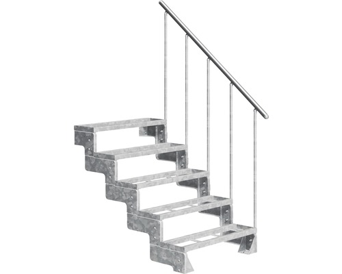 Escalier extérieur Pertura Tallis avec balustrade 5 pas de marche marches de 80 cm métal