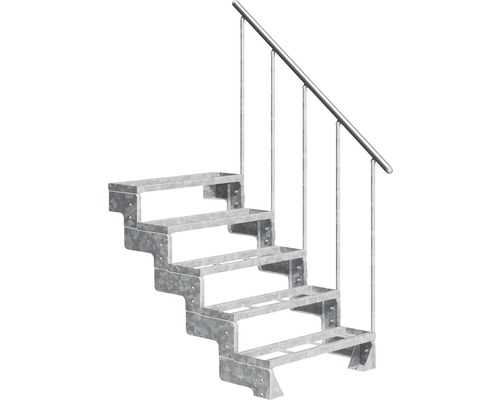 Escalier extérieur Pertura Tallis avec balustrade 5 pas de marche marches de 80 cm métal Escalier métallique avec rampe