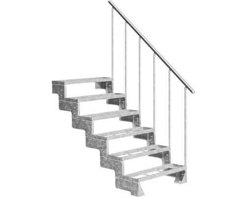 Escalier extérieur Pertura Tallis avec balustrade 6 pas de marche marches de 80 cm métal Escalier extérieur en métal avec rampe