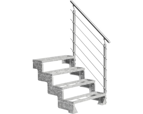 Escalier extérieur Pertura Tallis avec balustrade Prova 5 pas de marche marches de 80 cm métal